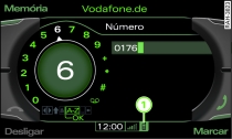 O telefone móvel está assimilado à pré-instalação para telemóvel e está ligado.